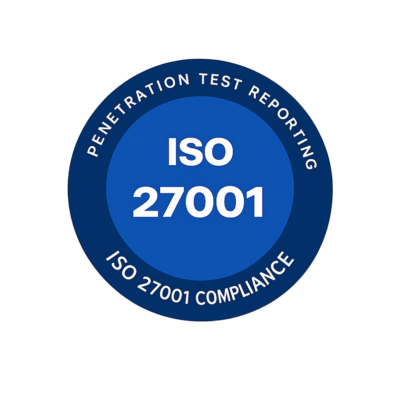 ISO 27001 certified penetration test reporting compliance badge
